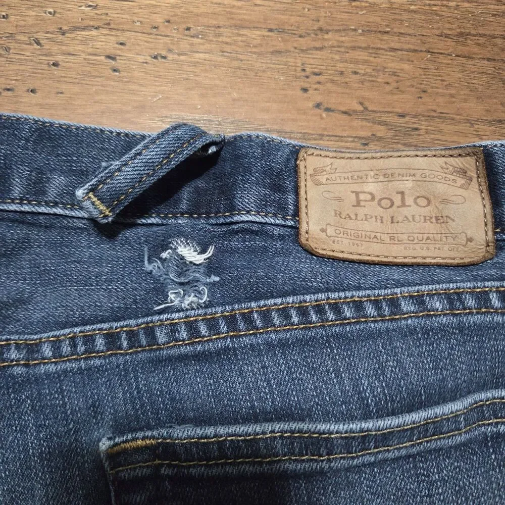 Polo Ralph Lauren The Sullivan Slim Denim Jeans Men's 40x30 Blue Distressed